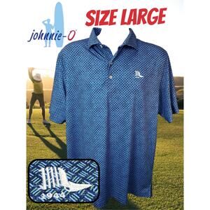 JOHNNIE-O Men's Golf Polo Blue Green 1944 Club Crest Large